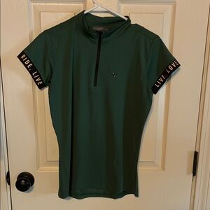 Green Equestrian Riding Shirt with Zip
